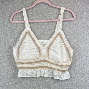 Madden NYC crochet boho top XL babydoll cropped ruffle festival cowgirl Y2K